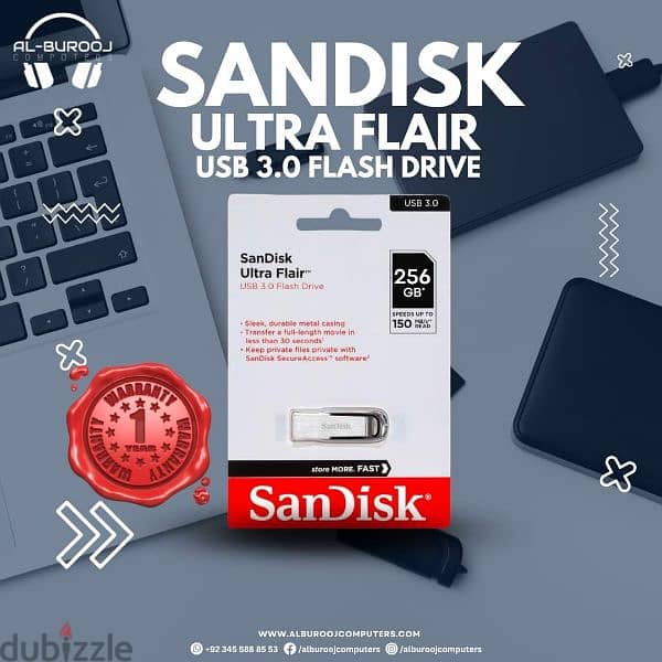 فلاش ميموري SanDisk Ultra Flair 256GB USB 3.0 5