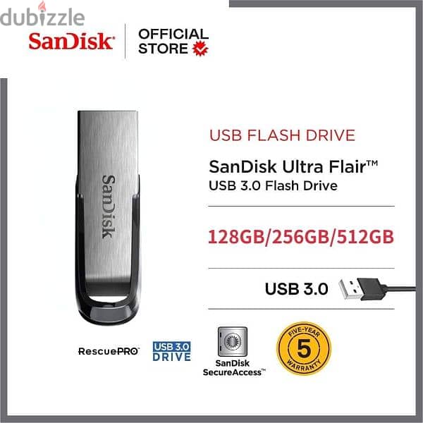 فلاش ميموري SanDisk Ultra Flair 256GB USB 3.0 3