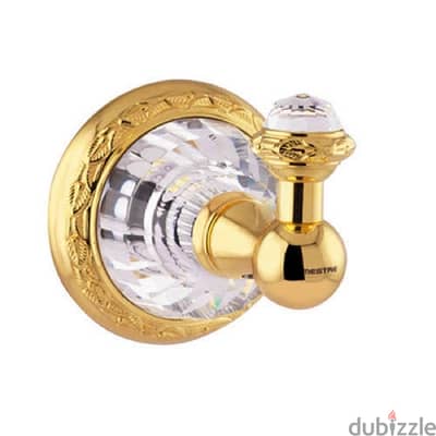 Robe hook with swarovski crystal gold blated 24k