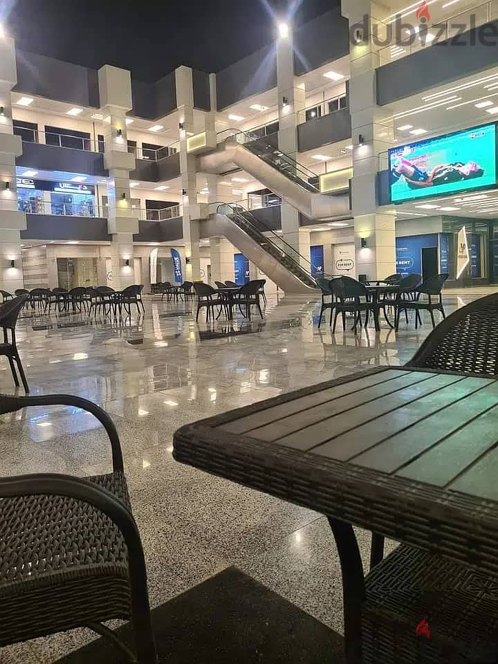 The last store on the ground floor in the strongest mall in Shorouk, Value Mall, shop 59 M+ 55 M an outdoor terrace suitable for a cafe or restaurant. 20
