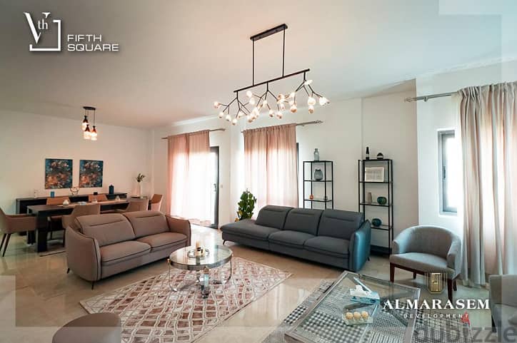 Apartment with garden, 155 sqm corner with sea view in Al Marasem Compound with imaginative finishing in the heart of Golden Square New Cairo 5