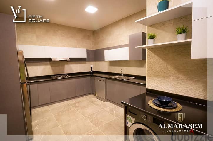 Apartment with garden, 155 sqm corner with sea view in Al Marasem Compound with imaginative finishing in the heart of Golden Square New Cairo 7