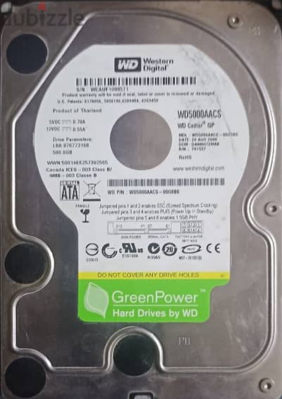 hdd ٥٠٠ جيجا wd green power