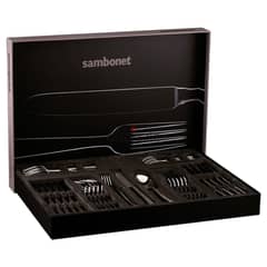 طقم مستلزمات مائدة 36 قطعة لمعان فضي من تصميم Sambonet التميز الإيطالي 0