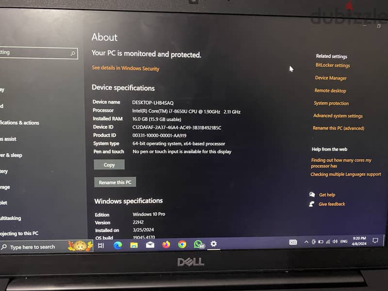 Laptop Dell Latitude 7490 used in Excellent Condition 2