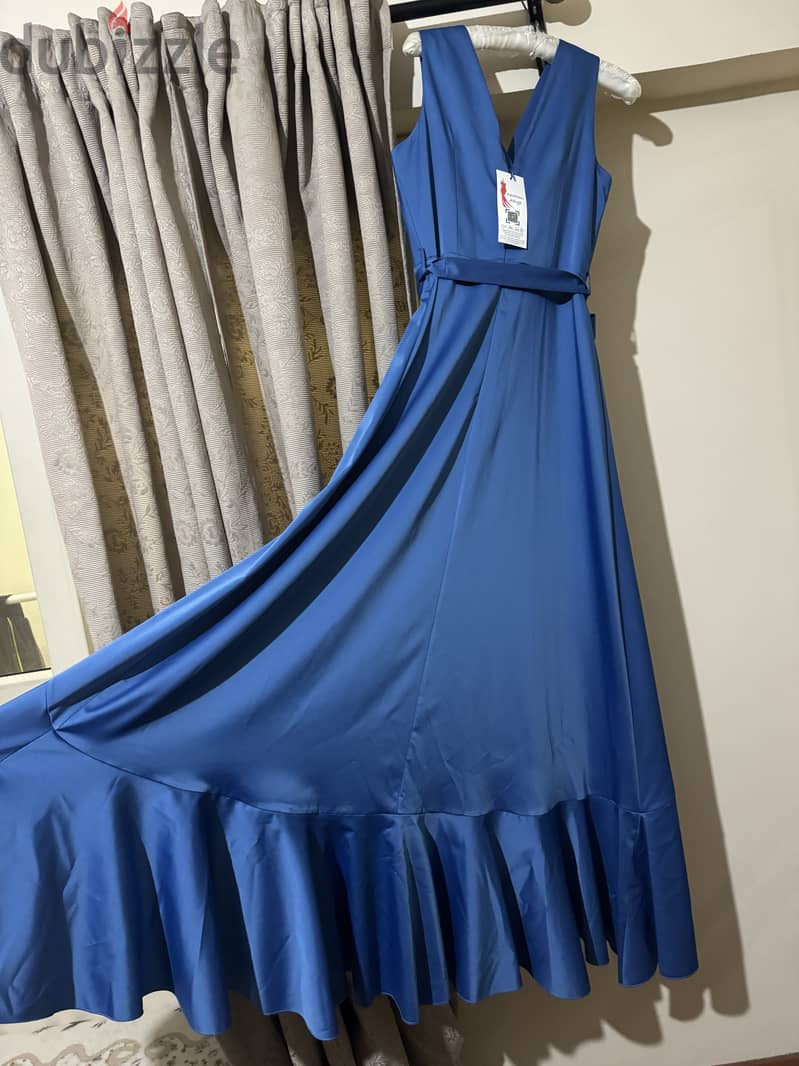 Blue ruffles soirée dress from Turkey 2