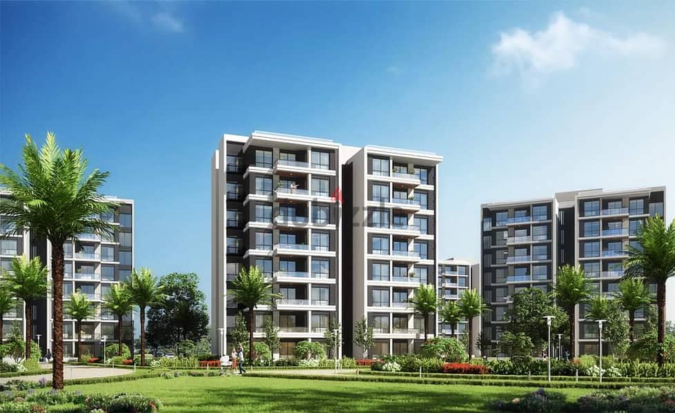 Apartment in Noor City, 119 square meters, wide garden view, installment plan, 2