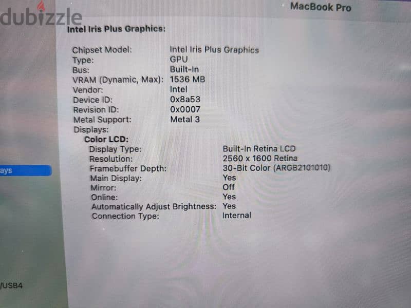 Apple macbook pro 2020 Intel 8