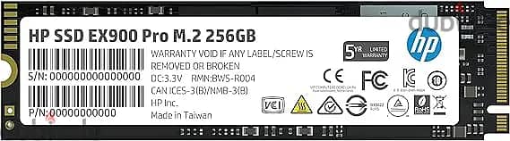 هارد SSD برو ام. 2 اتش بي EX900، سعة 256 جيجابايت جديد بالكرتونة يوجد 1