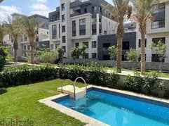 Apartment with garden for sale, 3 bedrooms + nanny room in Trio Gardens compound , Fifth Settlement