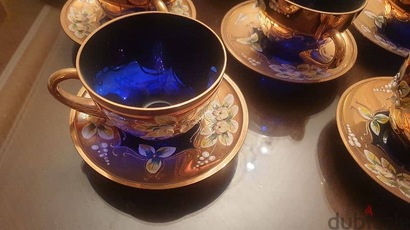 Luxury blue tea set decorated with gold and enamel 1