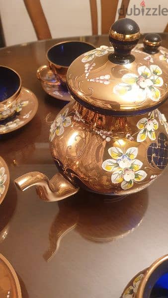 Luxury blue tea set decorated with gold and enamel 2