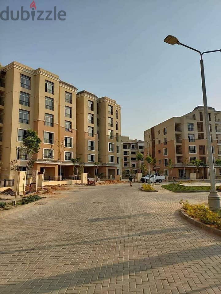 Apartment 80 meters on the landscape in Sarai New Cairo, in front of Madinaty and next to Al-Shorouk and Al-Rehab 3