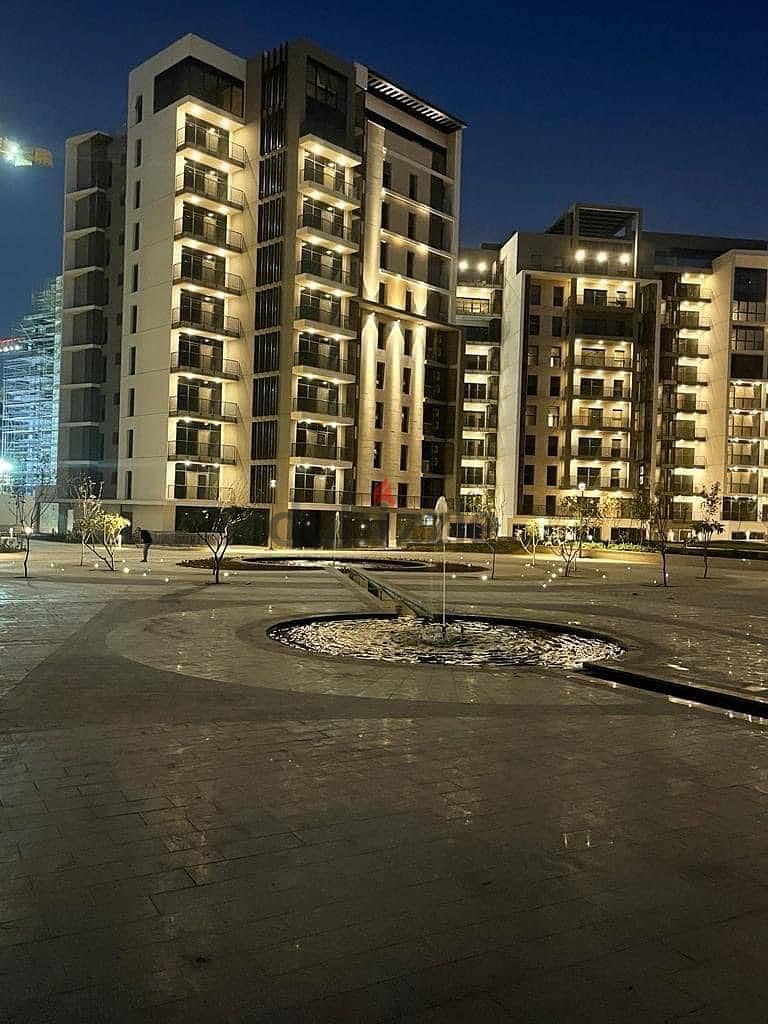 3-bedroom apartment, finished, with air conditioners and kitchen cabinets, for sale in the first towers in the Fifth Settlement, minutes from the AUC 9