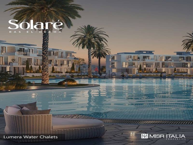 Chalet for sale in Solare North Coast - view on the sea and lagoon - Misr Italia Real Estate Development Company -5% down payment - fully finished 3