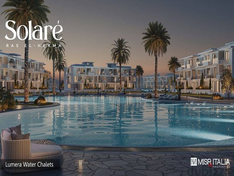Chalet for sale in Solare North Coast - view on the sea and lagoon - Misr Italia Real Estate Development Company -5% down payment - fully finished 4