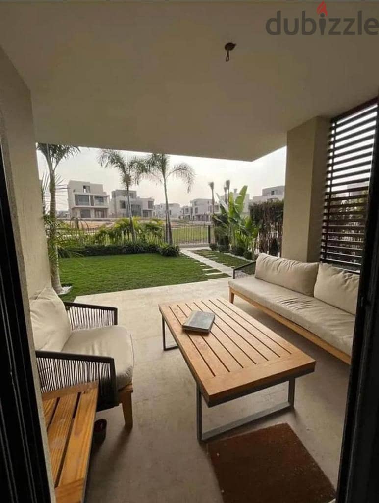 Apartment with a fantastic ground view and garden for sale, 130 m, in Sarai Prime Location on Suez Road, with a 10% down payment and installments over 3