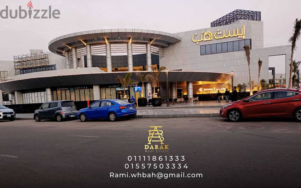 A distinctive coffee shop for rent in Madinaty, in an outdoor area, Mega Mall, East Hub 13