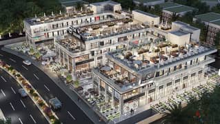 Down payment of 400,000 shops for sale in El Shorouk, next to Carrefour, on main installments of up to 4 years
