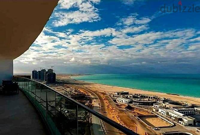 For sale, an apartment with immediate receipt, fully finished, in Al Alamein Towers, full sea view. 5