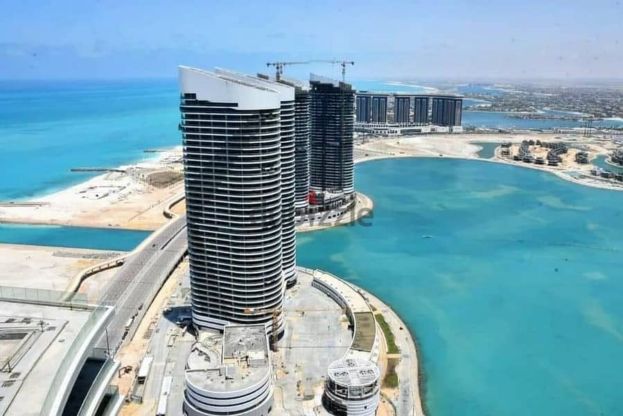 For sale, an apartment with immediate receipt, fully finished, in Al Alamein Towers, full sea view. 7