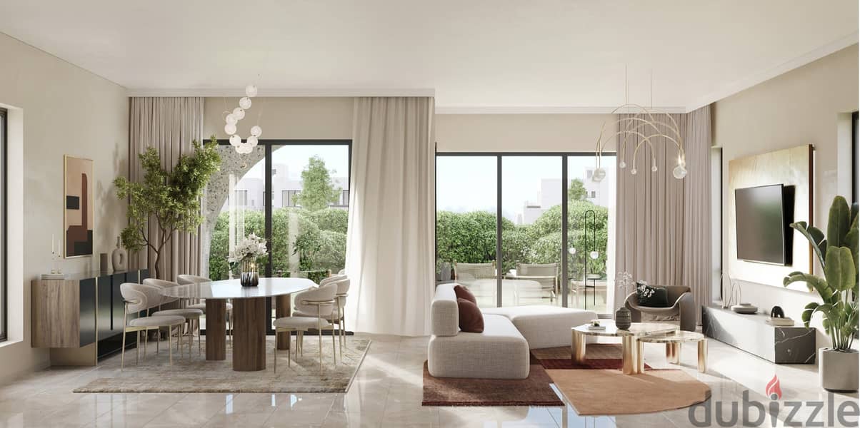 A fully finished hotel room with a clear view of the Green River and Bin Zayed Axis, in installments 8