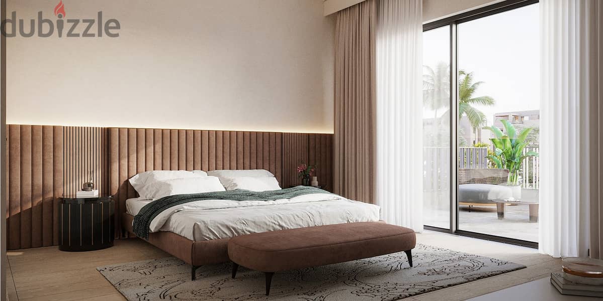 A fully finished hotel room with a clear view of the Green River and Bin Zayed Axis, in installments 10