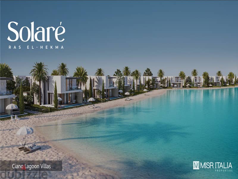 With a 5% down payment, a chalet with a private garden area, first row on the Lagoon, fully finished, in Ras El Hekma - Solare 3