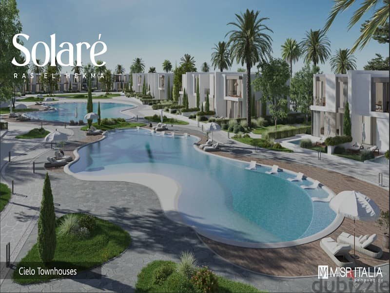 With a 5% down payment, a chalet with a private garden area, first row on the Lagoon, fully finished, in Ras El Hekma - Solare 14