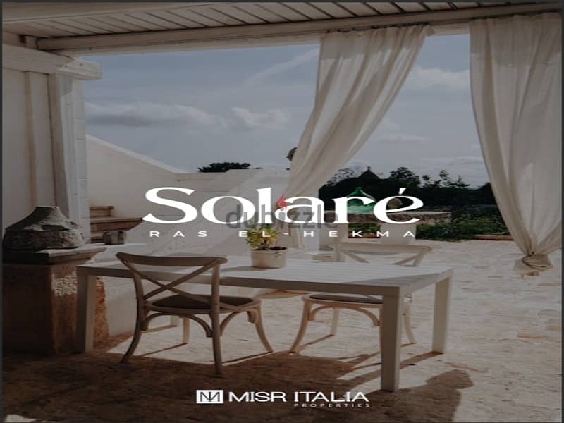 With a 5% down payment, a chalet with a private garden area of ​​140 meters, first row on the Lagoon, with full finishing, in Ras El Hekma -Solare 13