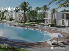 With a 5% down payment, I own a villa in Ras Al-Hikma, first row, on the Lagoon, with full finishing -Solare