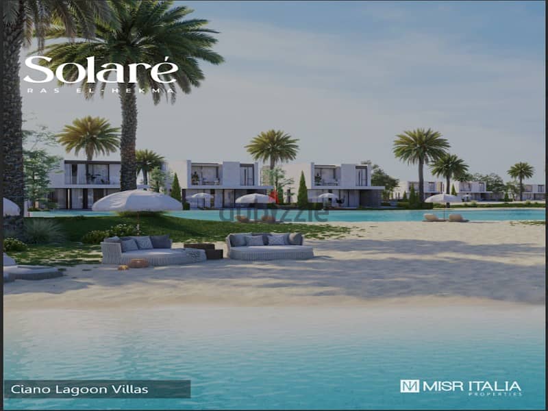 With a 5% down payment, I own a villa in Ras Al-Hikma, first row, on the Lagoon, with full finishing -Solare 1