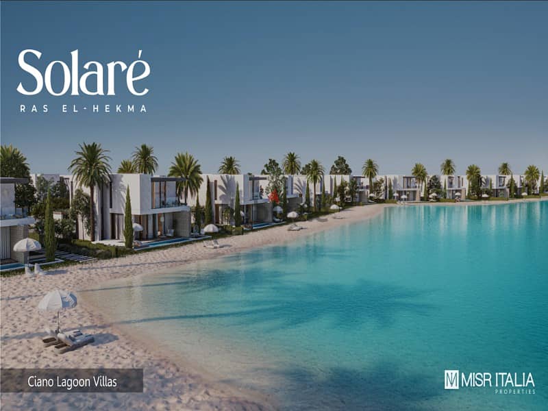 With a 5% down payment, I own a villa in Ras Al-Hikma, first row, on the Lagoon, with full finishing - Solare 15