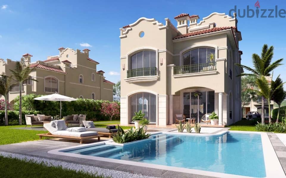 Standalone villa for sale in New Cairo 355m with 7y installments in Saada next to Rehab City and Suez Road فيلا مستقلة  للبيع في التجمع الخامس  355متر 8