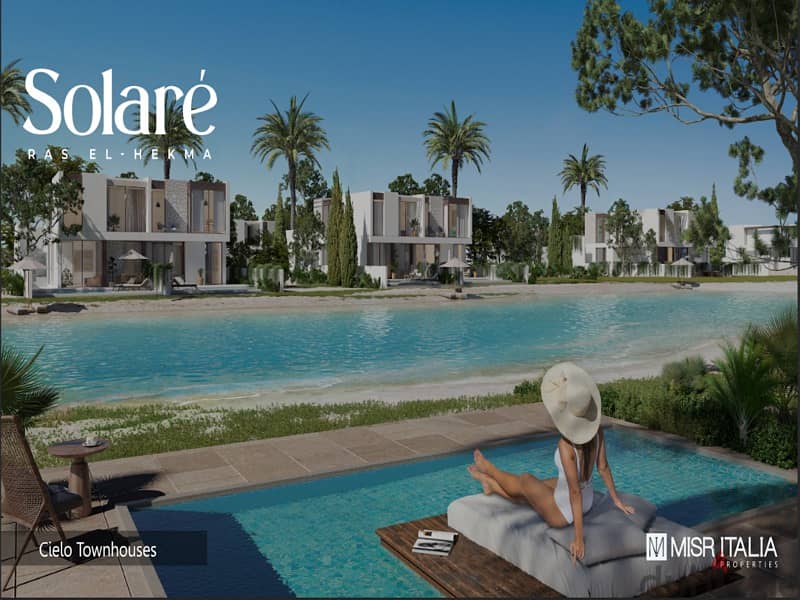 With a 5% down payment, I own an independent villa in Ras Al-Hikma, first row, on the Lagoon, with full finishing - Solare 14