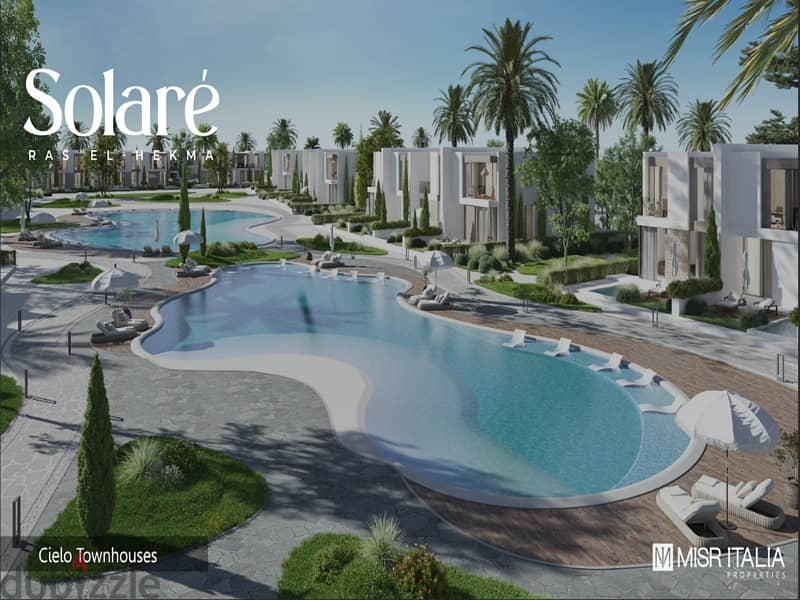 With a 5% down payment, I own an independent villa in Ras Al-Hikma, first row, on the Lagoon, with full finishing - Solare 16