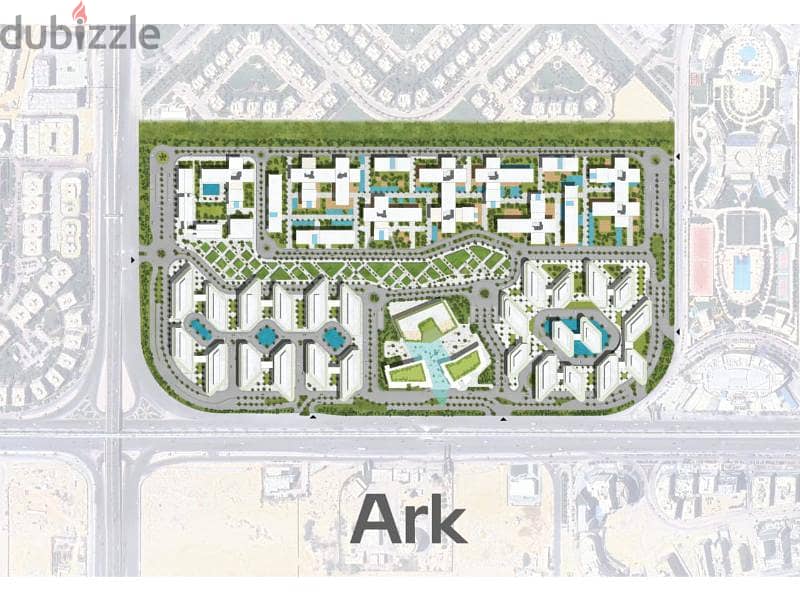 للبيع شقة متشطبة بالتكيفات والمطبخ علي شارع التسعين الجنوبي مباشرة في كمبوند ذا ارك التجمع الخامس  The Ark New Cairo 3
