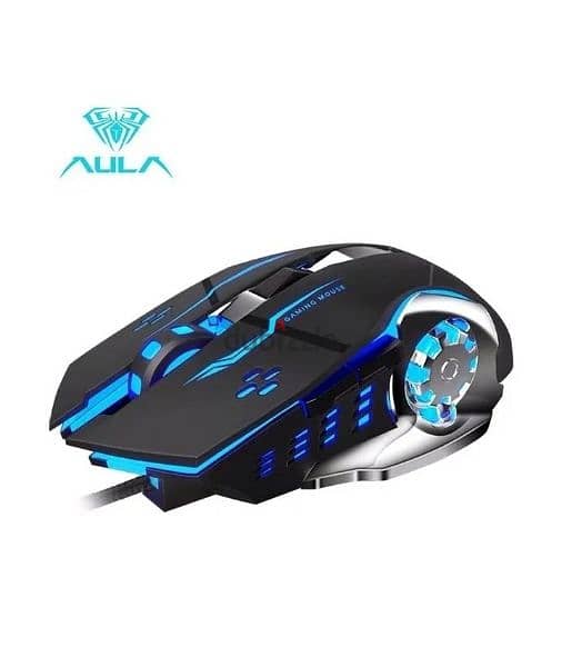 AULA

Professional LED Macro Gaming Pro Wired MOUSE Black/Silver 1