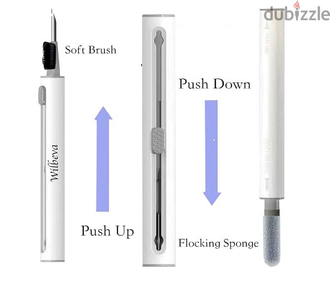 قلم تنظيف ٣ في ١ للسماعات و الموبايل جديد بالعلبة موجود منه كميات 1