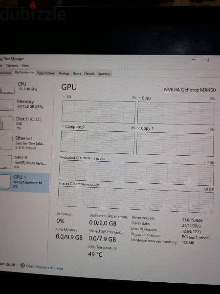 HP i7 11657G /Nvidia mx450/ ram 16 DDR4 3200 8