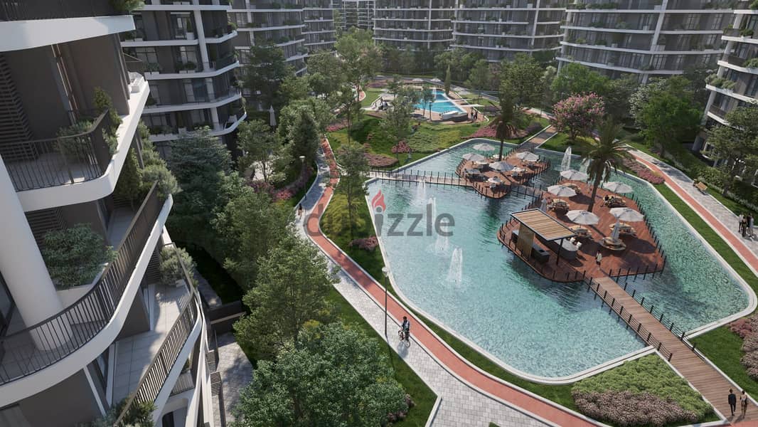 230 sqm apartment with garden for immediate delivery in R7 Zone, Armonia Compound, New Administrative Capital, on the Middle Ring Road 4