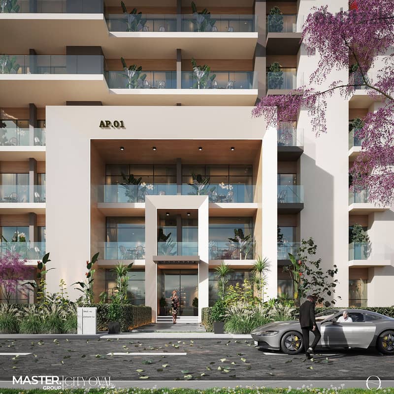 Book your 209m² apartment for immediate delivery with a down payment of EGP 647,000 in the heart of R8 area in City Oval Compound on the Green River 1
