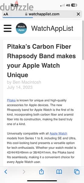 Pitaka Carbon fiber apple watch band original 7