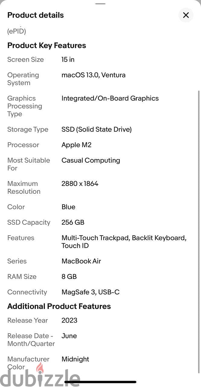 MacBook Air Apple M2 8 - Core Chip 15 Inch  لاب توب ماك  بوك مستعمل 4