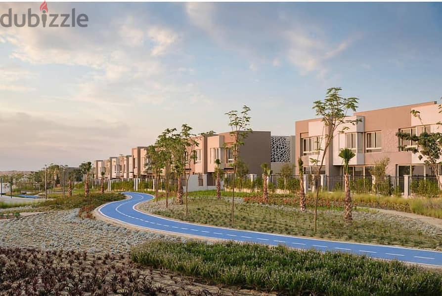 Townhouse corner for sale in Badya Palm Hills October compound, distinctive location in October, Al-Wahat Road 5