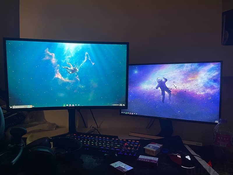 gaming pc + 2 monitors + ps4 1