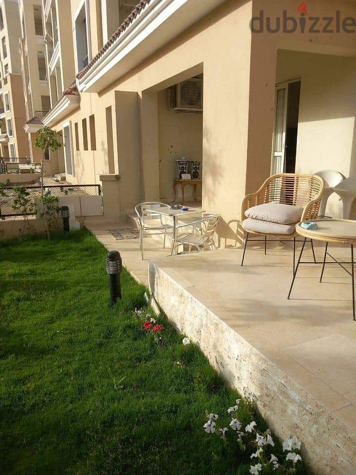 For sale in installments next to Madinaty and Al-Rehab, an apartment with a garden, an imaginative view on the landscape, in Sarai, Mostaqbal City 1