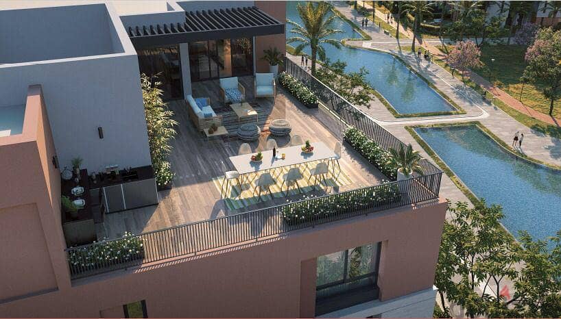 شقة للبيع بتسهيلات بفيو ع lagoon في كمبوند هاب تاونHaptown-future city 4