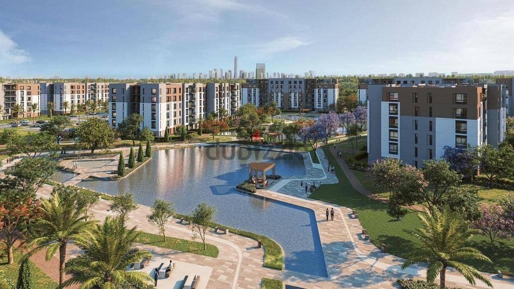 شقة للبيع بتسهيلات بفيو ع lagoon في كمبوند هاب تاونHaptown-future city 6