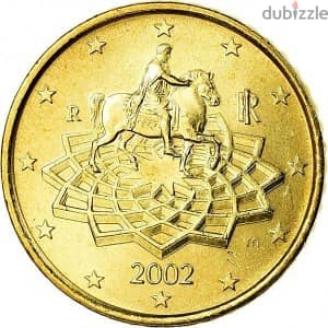 50 Euro Cent ( ٥٠ يورو سنت إيطالي) قديمة سنة 2002 1